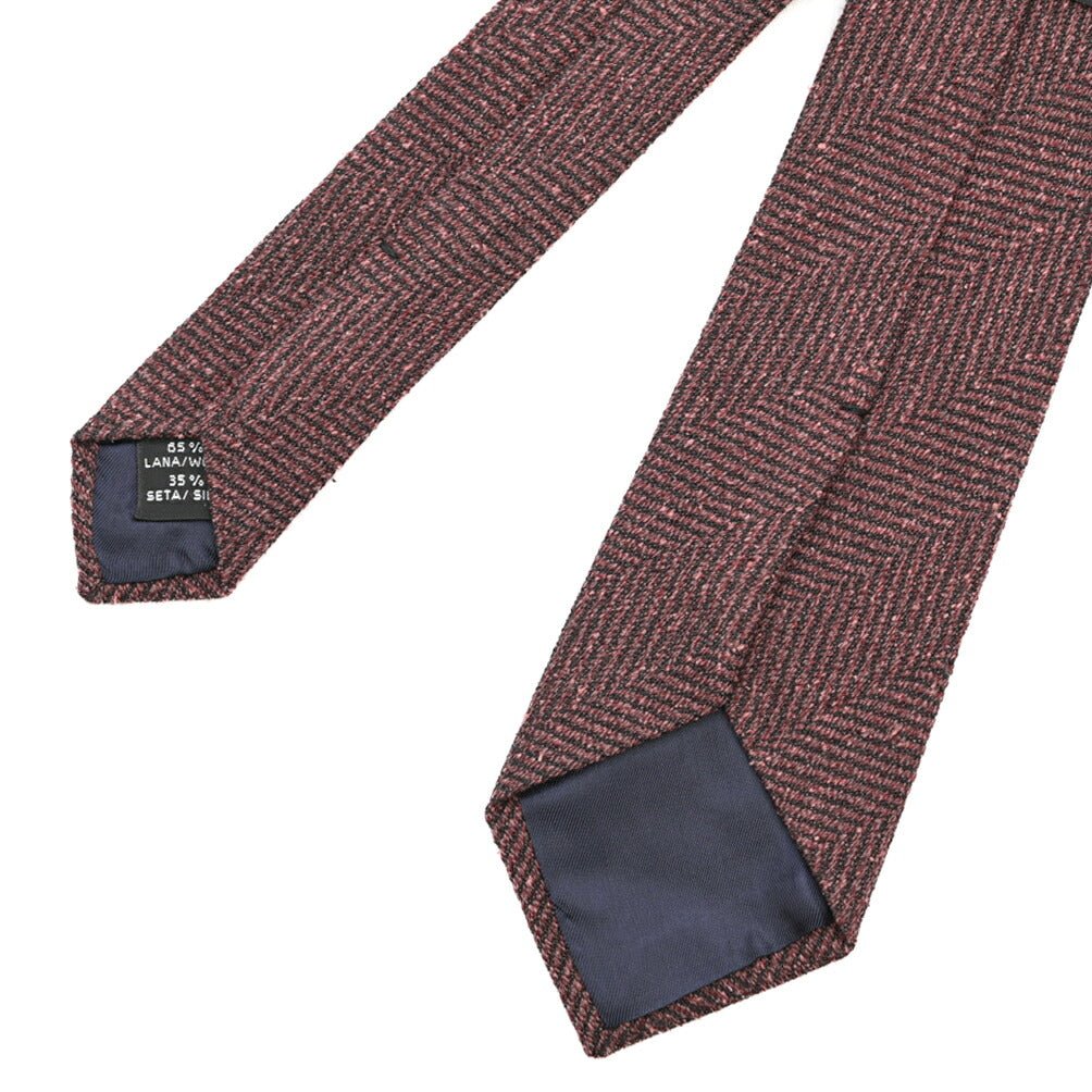 26-27AW TAGLIATORE シルク混ウール ヘリンボーン柄ネクタイ ピンク 147cm×7.5cm | GUARDAROBA MILANO OFFICIAL STORE