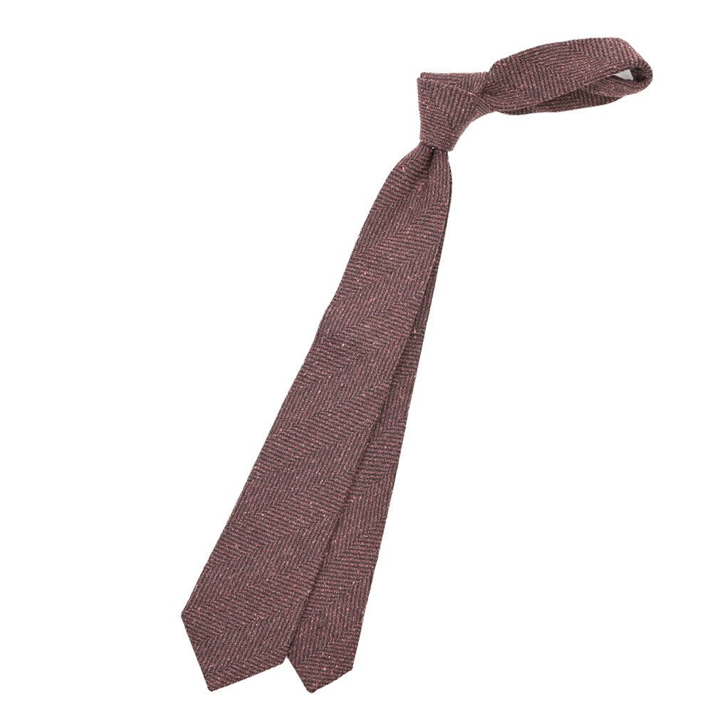 26-27AW TAGLIATORE シルク混ウール ヘリンボーン柄ネクタイ ピンク 147cm×7.5cm | GUARDAROBA MILANO OFFICIAL STORE