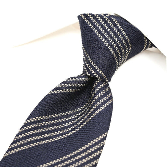 26-27AW TAGLIATORE ウール混シルク レジメンタルネクタイ ネイビー 148cm×7.5cm | GUARDAROBA MILANO OFFICIAL STORE