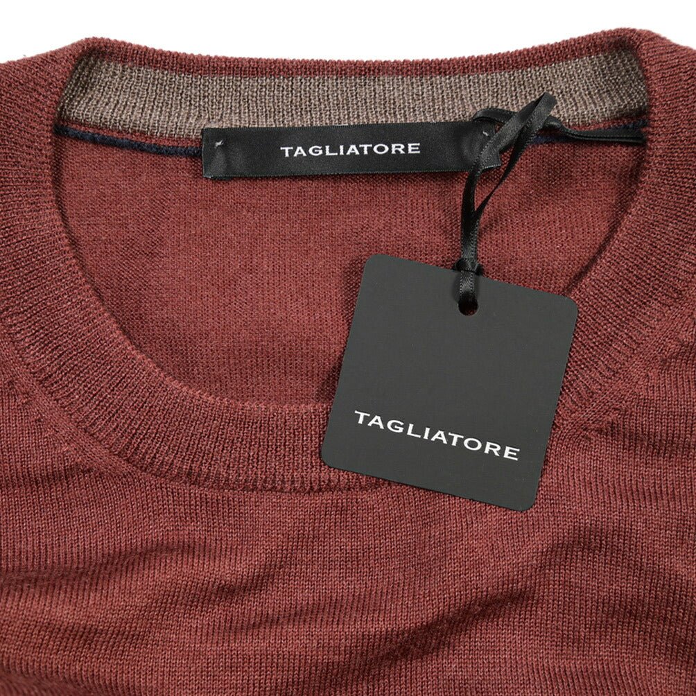 26-27AW TAGLIATORE “BUDD” シルク混ウール ハイゲージニットセーター ブラウン 50 | GUARDAROBA MILANO OFFICIAL STORE