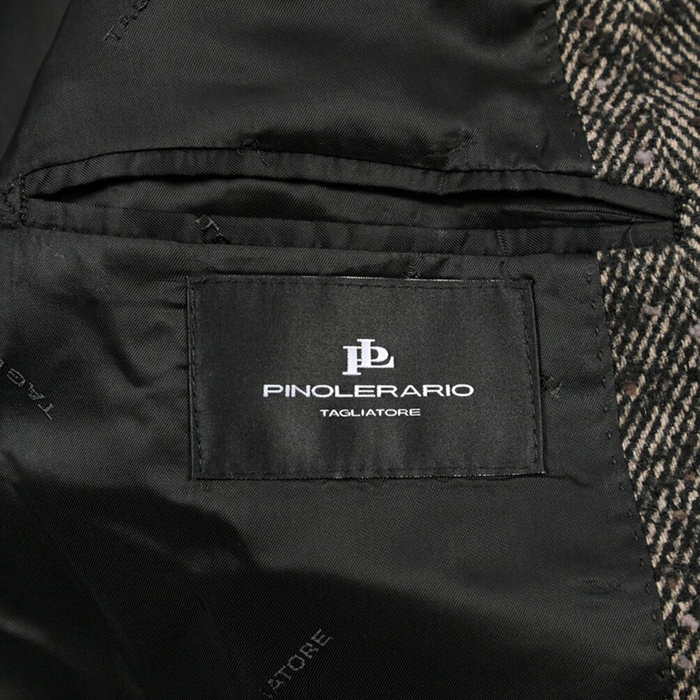 26-27AW TAGLIATORE “C-LD10B” ウール混 6Bダブルヘリンボーンコート / Exclusive Garment ブラウン 48 | GUARDAROBA MILANO OFFICIAL STORE