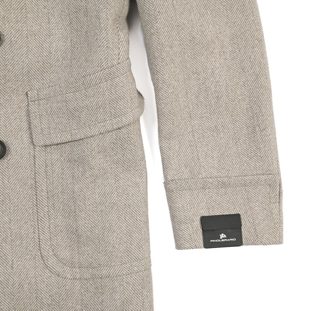 26-27AW TAGLIATORE “C-RUPERT” ヴァージンウール100% 6Bダブルヘリンボーンコート / Exclusive Garment ベージュ 48 | GUARDAROBA MILANO OFFICIAL STORE