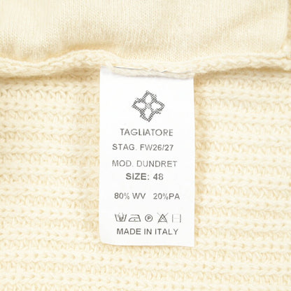 26-27AW TAGLIATORE “DUNDRET” ウールリブ ローゲージニットジップセーター ホワイト 48 | GUARDAROBA MILANO OFFICIAL STORE