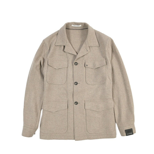 26-27AW TAGLIATORE “G-BROOK” ヴァージンウール混 サファリシャツジャケット ベージュ 48 | GUARDAROBA MILANO OFFICIAL STORE