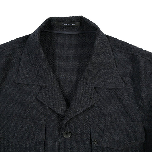 26-27AW TAGLIATORE “G-BROOK” ストレッチウール サファリシャツジャケット / Exclusive Garment ネイビー 48 | GUARDAROBA MILANO OFFICIAL STORE