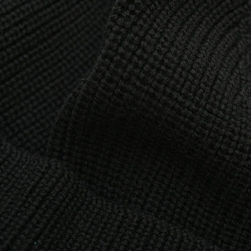 26-27AW TAGLIATORE “GROUSE” エクストラファインメリノウール100% ニットキャップ ブラック 50cm×21cm | GUARDAROBA MILANO OFFICIAL STORE