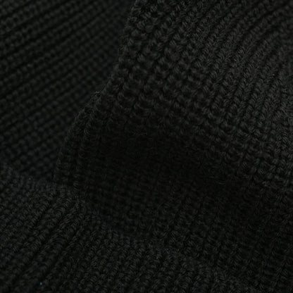 26-27AW TAGLIATORE “GROUSE” エクストラファインメリノウール100% ニットキャップ ブラック 50cm×21cm | GUARDAROBA MILANO OFFICIAL STORE