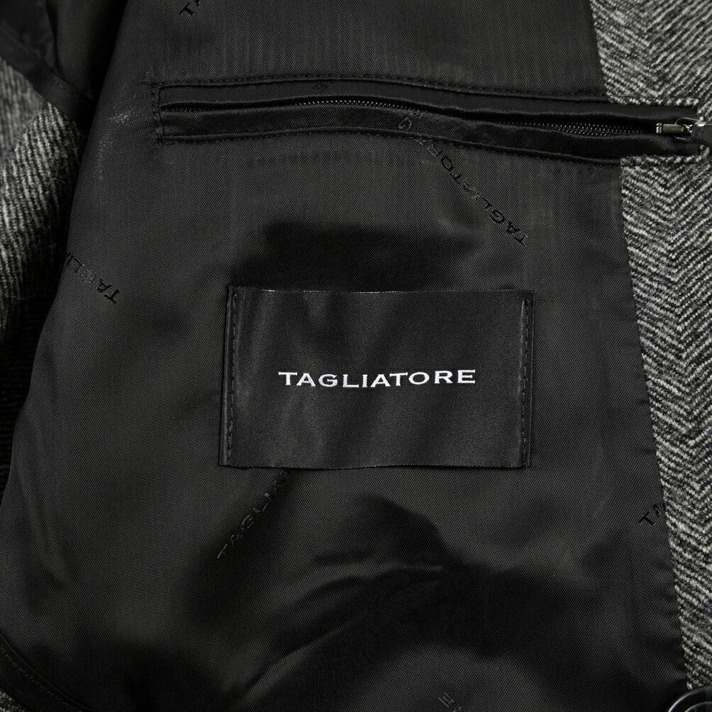 26-27AW TAGLIATORE “HENDRICKS” ヴァージンウール100% 2Bダブルヘリンボーンコート グレー 48 | GUARDAROBA MILANO OFFICIAL STORE