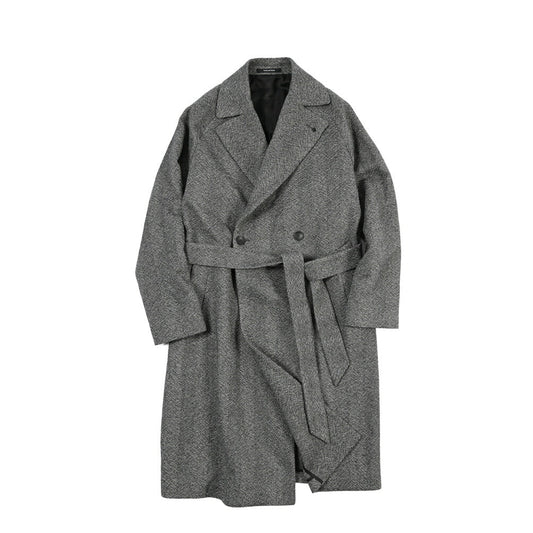 26-27AW TAGLIATORE “HENDRICKS” ヴァージンウール100% 2Bダブルヘリンボーンコート グレー 48 | GUARDAROBA MILANO OFFICIAL STORE