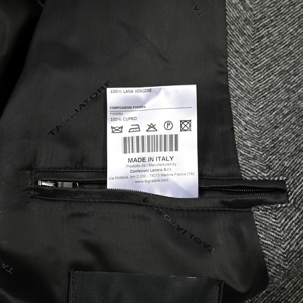 26-27AW TAGLIATORE “HENDRICKS” ヴァージンウール100% 2Bダブルヘリンボーンコート グレー 48 | GUARDAROBA MILANO OFFICIAL STORE