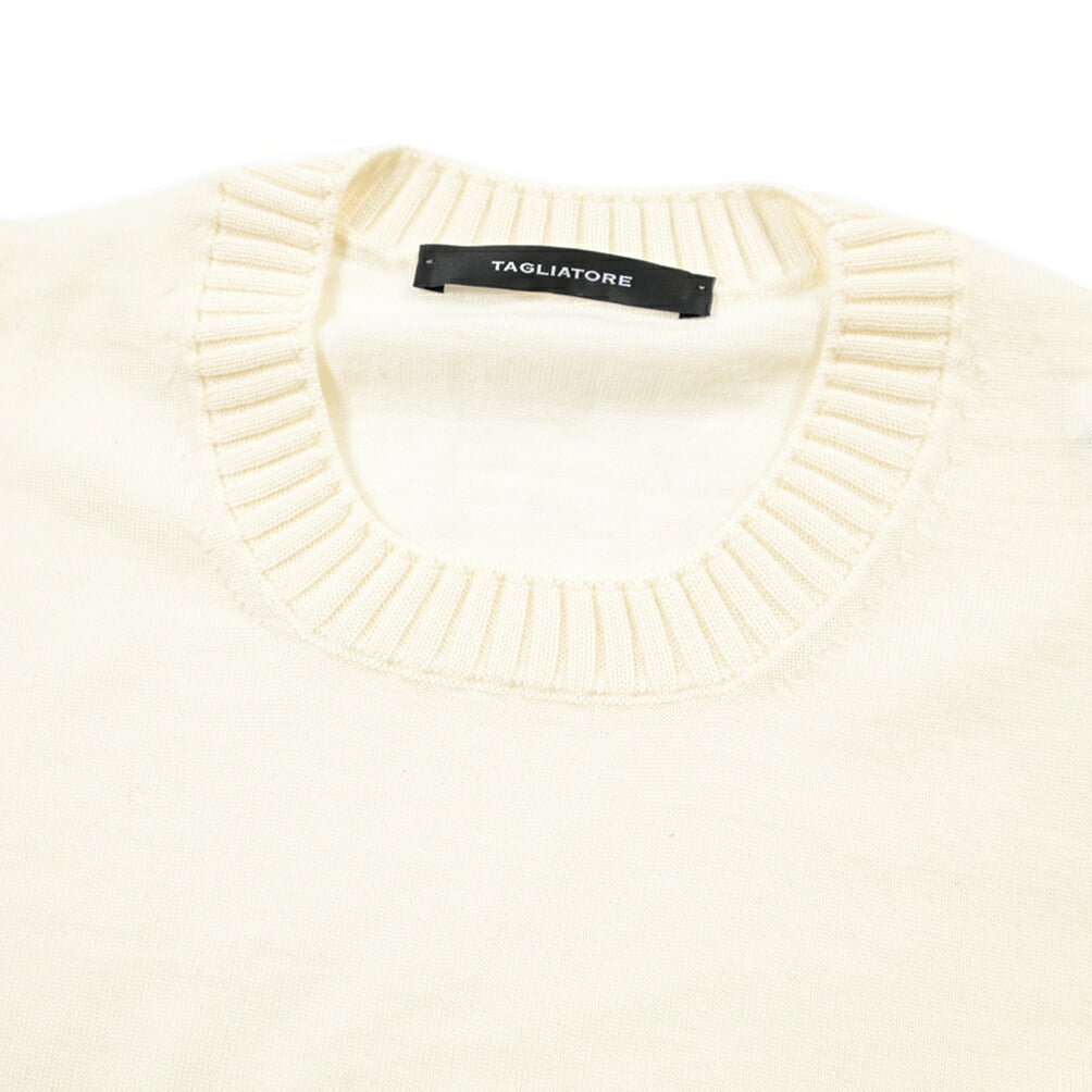 26-27AW TAGLIATORE “HERMANN” ヴァージンウール100% ハイゲージニットセーター ホワイト 50 | GUARDAROBA MILANO OFFICIAL STORE