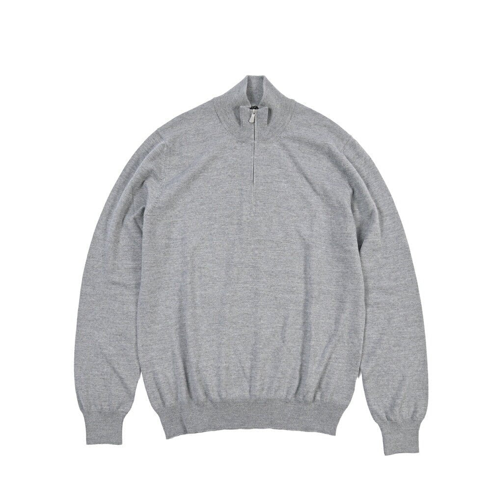 26-27AW TAGLIATORE “HOCHE” ヴァージンウール100% ハーフジップニットセーター グレー 50 | GUARDAROBA MILANO OFFICIAL STORE