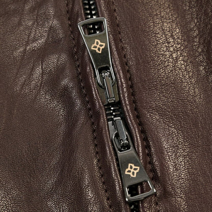 26-27AW TAGLIATORE “ICE” ラムレザー100% スタンドカラージャケット ブラウン 48 | GUARDAROBA MILANO OFFICIAL STORE