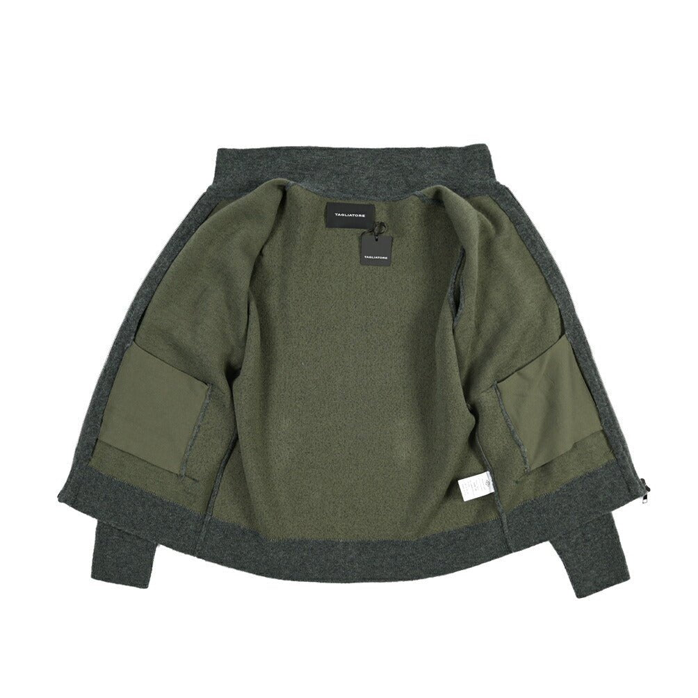 26-27AW TAGLIATORE “KEID” コットン混ウール ニットブルゾン カーキグリーン 48 | GUARDAROBA MILANO OFFICIAL STORE