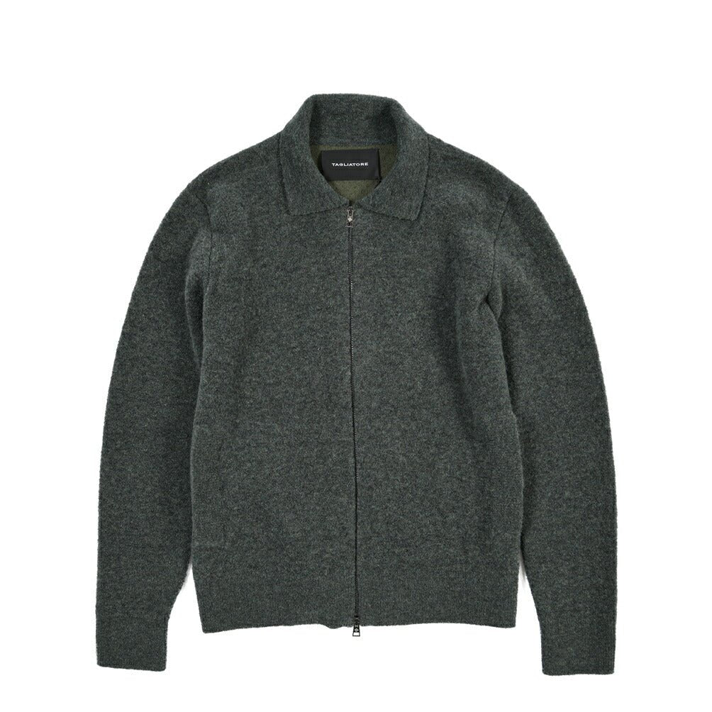 26-27AW TAGLIATORE “KEID” コットン混ウール ニットブルゾン カーキグリーン 48 | GUARDAROBA MILANO OFFICIAL STORE