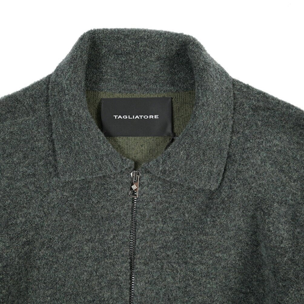 26-27AW TAGLIATORE “KEID” コットン混ウール ニットブルゾン カーキグリーン 48 | GUARDAROBA MILANO OFFICIAL STORE