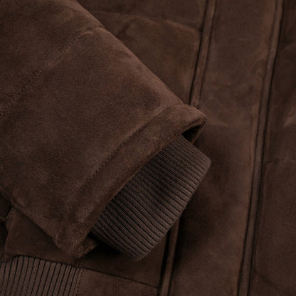 26-27AW TAGLIATORE “MASSEY” ラムレザー100% スタンドカラー中綿ブルゾン ブラウン(BROWN) 50 | GUARDAROBA MILANO OFFICIAL STORE