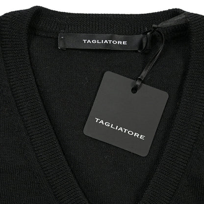 26-27AW TAGLIATORE “MICK” ヴァージンウール100% Vネックニットセーター ブラック 50 | GUARDAROBA MILANO OFFICIAL STORE