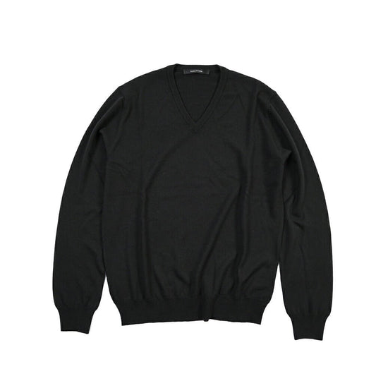 26-27AW TAGLIATORE “MICK” ヴァージンウール100% Vネックニットセーター ブラック 50 | GUARDAROBA MILANO OFFICIAL STORE