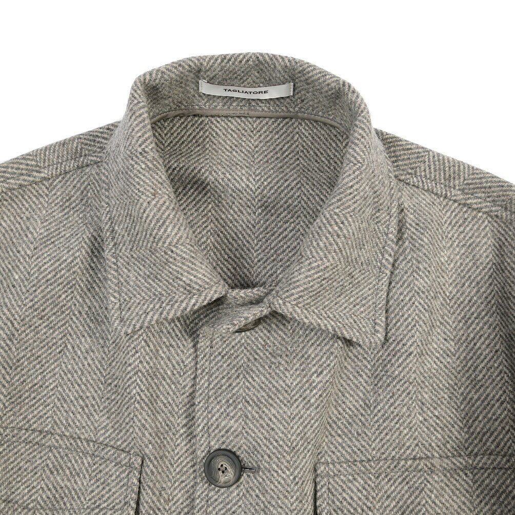 26-27AW TAGLIATORE “MILTON” ヴァージンウール100% サファリジャケット グレー 48 | GUARDAROBA MILANO OFFICIAL STORE