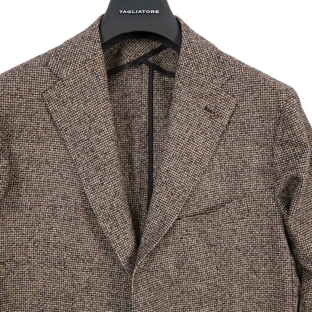 26-27AW TAGLIATORE “MONTECARLO” シルク混ウール 2Bシングルテーラードジャケット / Exclusive Garment ブラウン 48 | GUARDAROBA MILANO OFFICIAL STORE