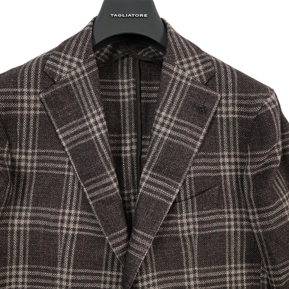 26-27AW TAGLIATORE “MONTECARLO” シルク混ウール 2Bシングルテーラードジャケット / Exclusive Garment ブラウン 48 | GUARDAROBA MILANO OFFICIAL STORE