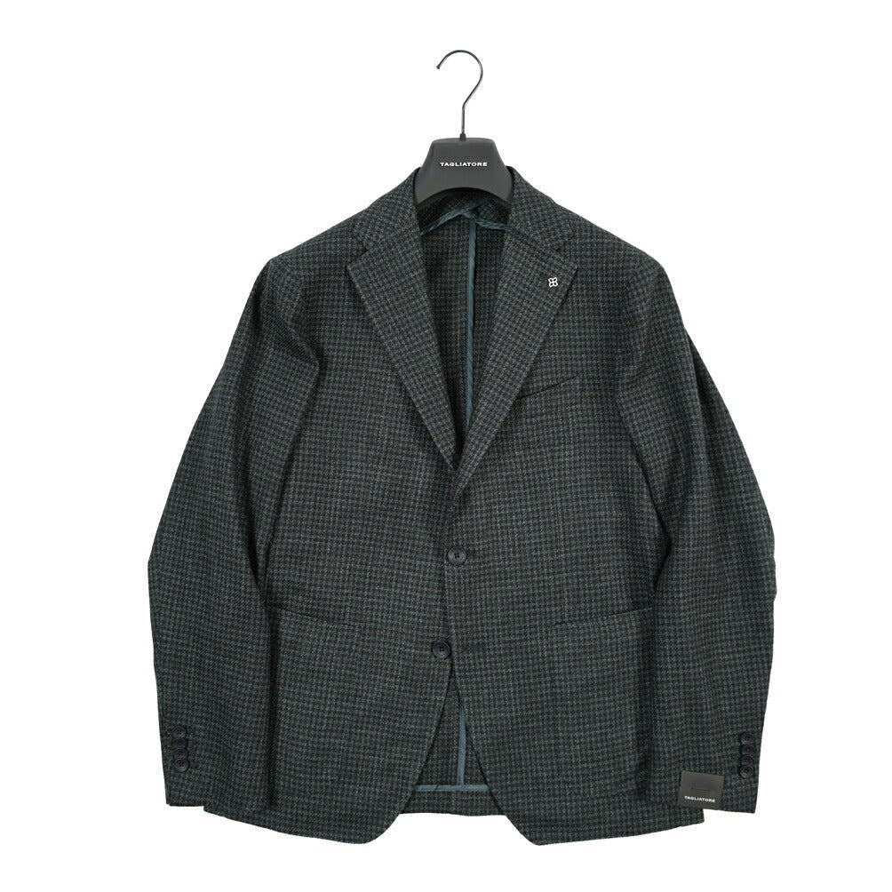26-27AW TAGLIATORE “MONTECARLO” シルク混ウール 2Bシングルテーラードジャケット グリーン 48 | GUARDAROBA MILANO OFFICIAL STORE