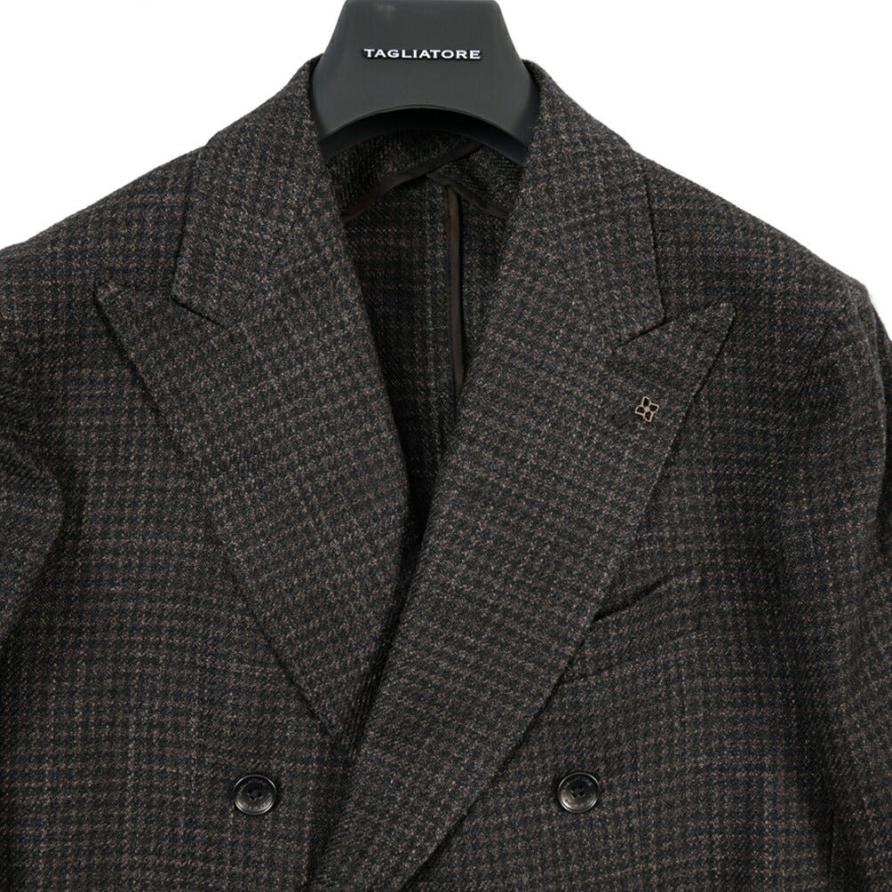 26-27AW TAGLIATORE “MONTECARLO” シルク混ウール 6Bダブルテーラードジャケット ブラウン 48 | GUARDAROBA MILANO OFFICIAL STORE