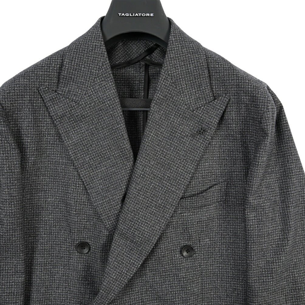 26-27AW TAGLIATORE “NAPOLI” ウール混コットン 6Bダブルテーラードスーツ / Exclusive Garment グレー 48 | GUARDAROBA MILANO OFFICIAL STORE