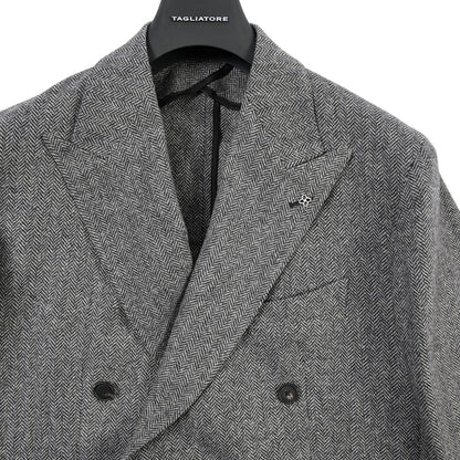 26-27AW TAGLIATORE “NAPOLI” カシミヤ混ヴァージンウール 6Bダブルテーラードジャケット グレー 48 | GUARDAROBA MILANO OFFICIAL STORE