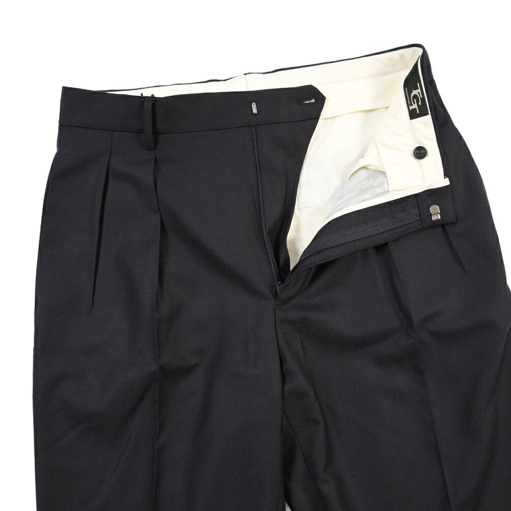 26-27AW TAGLIATORE カシミヤ混ウール ツータックワイドスラックス / P-NEVIL24 TGT ネイビー 48 | GUARDAROBA MILANO OFFICIAL STORE