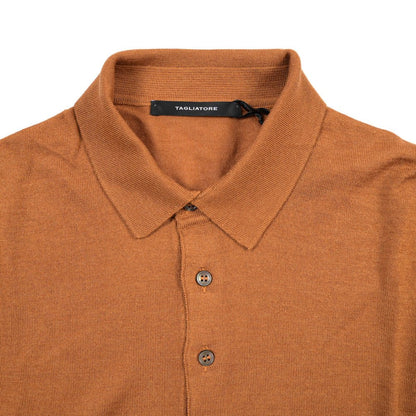 26-27AW TAGLIATORE “PALMER” シルク混ウール ハイゲージ長袖ニットポロシャツ ブラウン 50 | GUARDAROBA MILANO OFFICIAL STORE