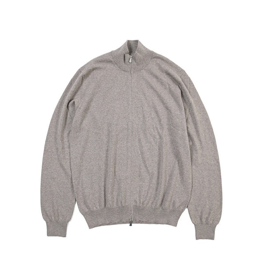 26-27AW TAGLIATORE “RAYMOND” ヴァージンウール100% ジップアップニットセーター グレージュ 50 | GUARDAROBA MILANO OFFICIAL STORE