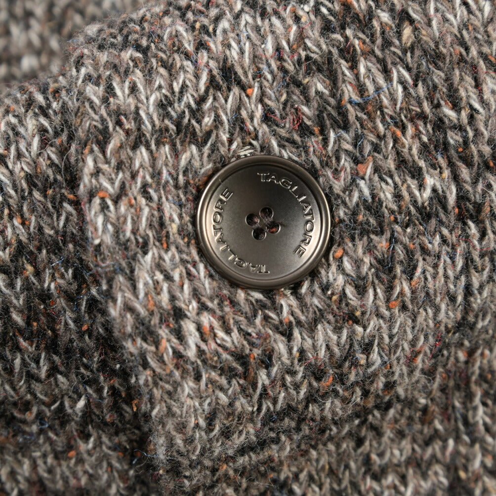 26-27AW TAGLIATORE “ROMME” シルク混ウール ローゲージショールカラーニットカーディガン ブラウン 48 | GUARDAROBA MILANO OFFICIAL STORE