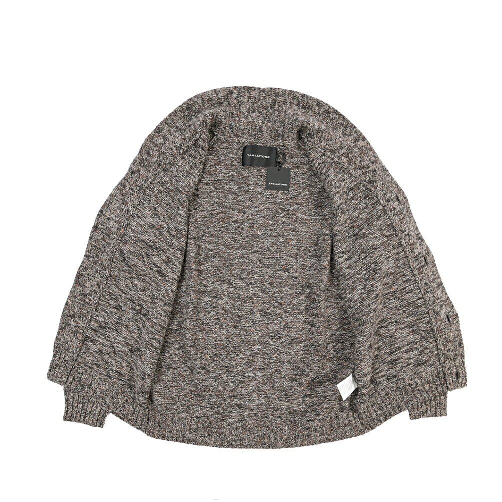 26-27AW TAGLIATORE “ROMME” シルク混ウール ローゲージショールカラーニットカーディガン ブラウン 48 | GUARDAROBA MILANO OFFICIAL STORE