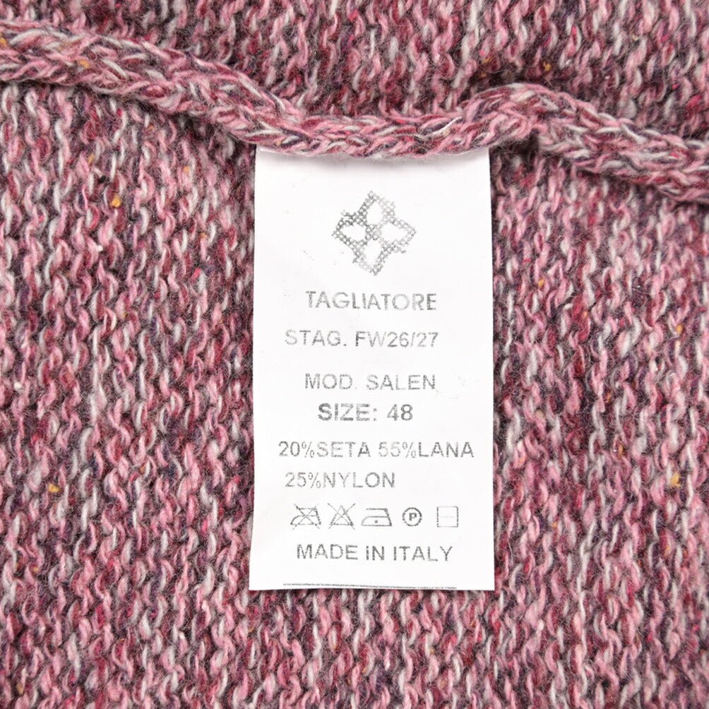 26-27AW TAGLIATORE “SALEN” シルク混ウール ローゲージメランジニットセーター ピンク 48 | GUARDAROBA MILANO OFFICIAL STORE