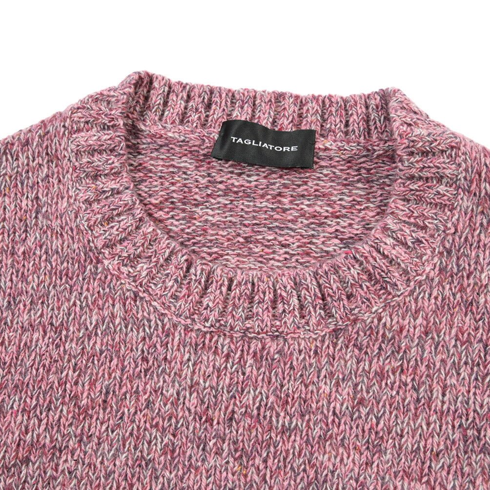 26-27AW TAGLIATORE “SALEN” シルク混ウール ローゲージメランジニットセーター ピンク 48 | GUARDAROBA MILANO OFFICIAL STORE