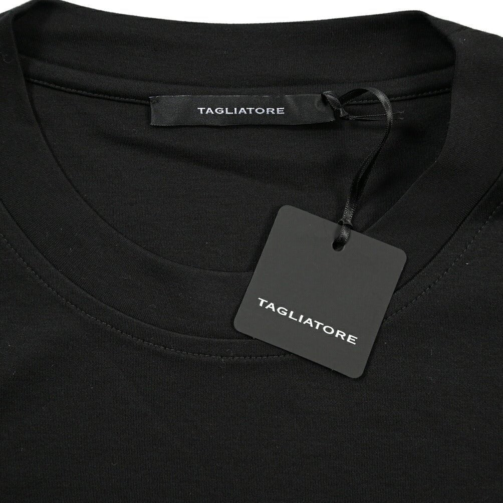 26-27AW TAGLIATORE “SAXE” コットン100% クルーネック半袖Tシャツ ブラック 50 | GUARDAROBA MILANO OFFICIAL STORE