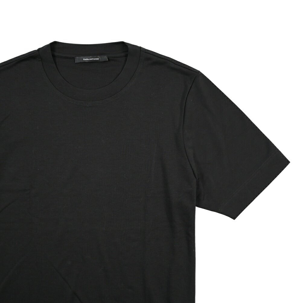 26-27AW TAGLIATORE “SAXE” コットン100% クルーネック半袖Tシャツ ブラック 50 | GUARDAROBA MILANO OFFICIAL STORE