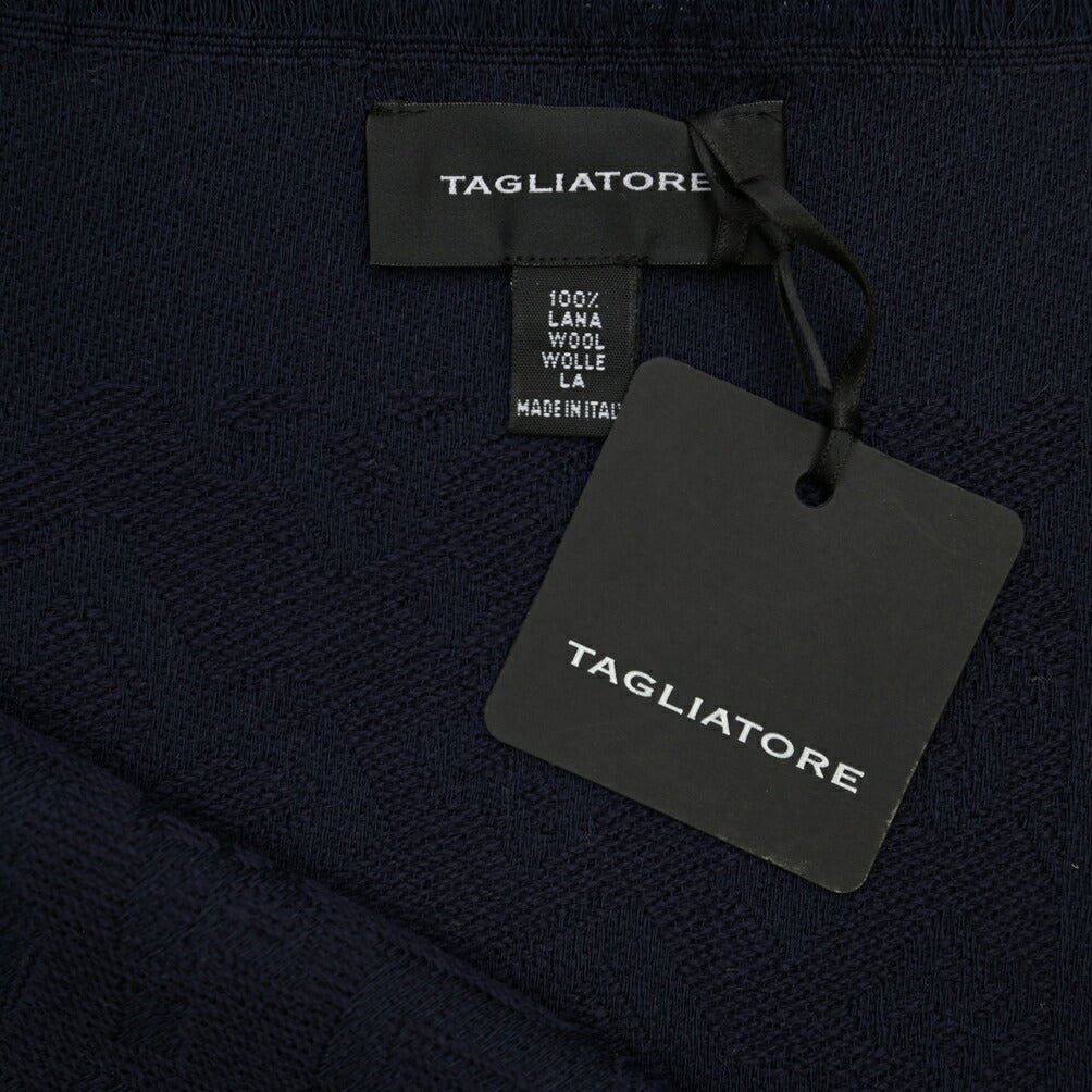 26-27AW TAGLIATORE “SCIARPA55” ヴァージンウール100% ロゴ総柄マフラー ネイビー(BLU) 180cm×55cm×2cm | GUARDAROBA MILANO OFFICIAL STORE