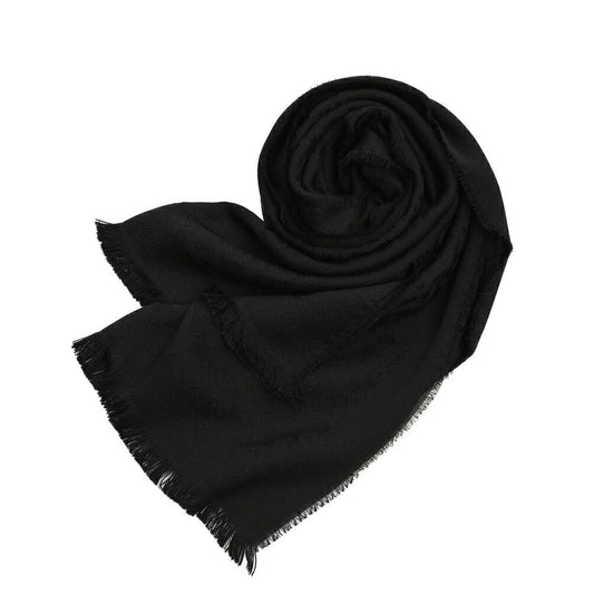 26-27AW TAGLIATORE “SCIARPA55” ヴァージンウール100% ロゴ総柄マフラー ブラック(NERO) 180cm×55cm×2cm | GUARDAROBA MILANO OFFICIAL STORE