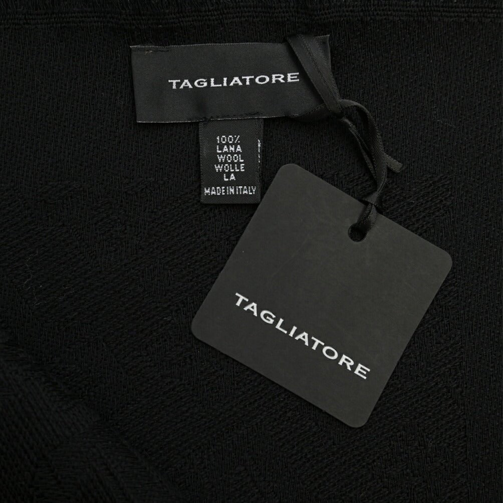 26-27AW TAGLIATORE “SCIARPA55” ヴァージンウール100% ロゴ総柄マフラー ブラック(NERO) 180cm×55cm×2cm | GUARDAROBA MILANO OFFICIAL STORE
