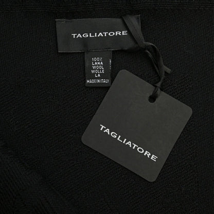 26-27AW TAGLIATORE “SCIARPA55” ヴァージンウール100% ロゴ総柄マフラー ブラック(NERO) 180cm×55cm×2cm | GUARDAROBA MILANO OFFICIAL STORE