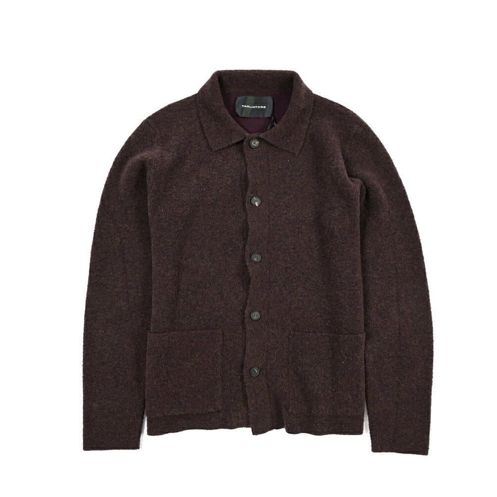 26-27AW TAGLIATORE “STOR” コットン混ウール ミドルゲージニットカーディガン パープル 48 | GUARDAROBA MILANO OFFICIAL STORE