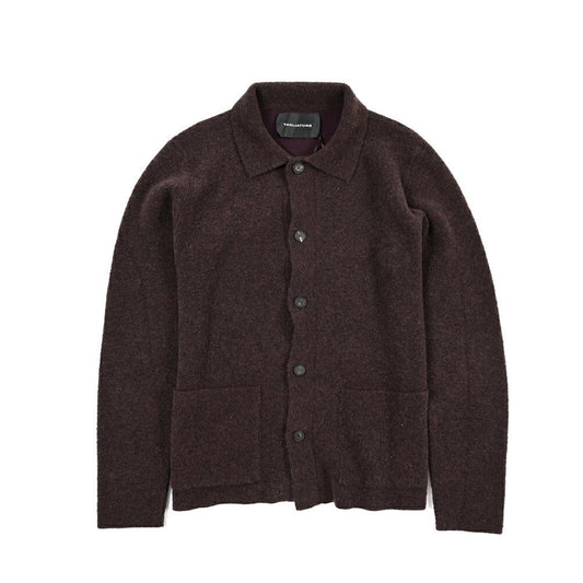 26-27AW TAGLIATORE “STOR” コットン混ウール ミドルゲージニットカーディガン パープル 48 | GUARDAROBA MILANO OFFICIAL STORE