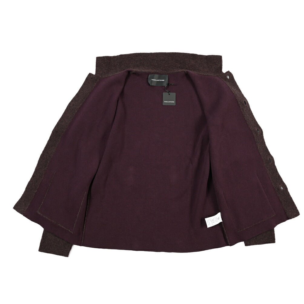 26-27AW TAGLIATORE “STOR” コットン混ウール ミドルゲージニットカーディガン パープル 48 | GUARDAROBA MILANO OFFICIAL STORE