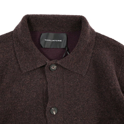 26-27AW TAGLIATORE “STOR” コットン混ウール ミドルゲージニットカーディガン パープル 48 | GUARDAROBA MILANO OFFICIAL STORE