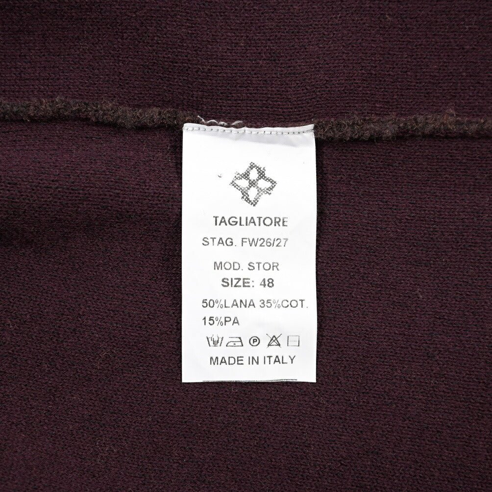 26-27AW TAGLIATORE “STOR” コットン混ウール ミドルゲージニットカーディガン パープル 48 | GUARDAROBA MILANO OFFICIAL STORE