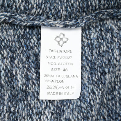 26-27AW TAGLIATORE “STOTEN” シルク混ウール ローゲージメランジニットカーディガン ブルー 48 | GUARDAROBA MILANO OFFICIAL STORE