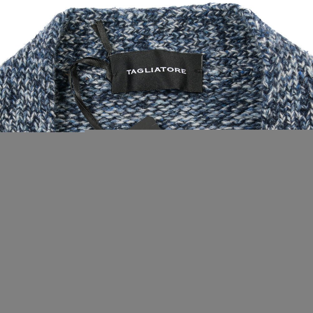 26-27AW TAGLIATORE “STOTEN” シルク混ウール ローゲージメランジニットカーディガン ブルー 48 | GUARDAROBA MILANO OFFICIAL STORE